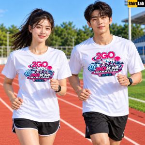 2Go Marathon Design Athletic Tee Breathable Quick Dry Lightweight Stylish T-Shirt for Running Sportswear