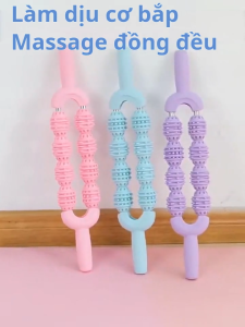 Gậy massage hai hàng răng sói,Gậy mát-xa Yoga gậy răng sói,Con lăn massage có bóng gai xoay-con lăn giãn cơ có bóng gai xoay 360 độ,360 độ mát xa tay cơ đùi vai cổ lưng hông và chân khi tập thể dục Yoga hiệu quả