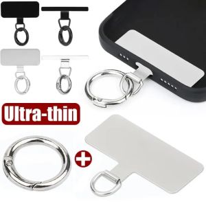 0.4mm Ultra Thin Metal Phone Lanyard Replacement Patch Phone Tether Tab with Spring Ring Universal Anti-fall Safety Rope Card Clip