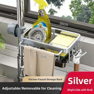 Draining Rack for Kitchen Faucet Dishes Vegetables Steel Wool Cloth Sponge