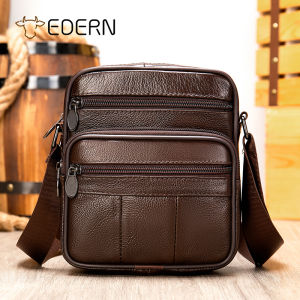 EDERN Retro Genuine Leather Shoulder Bag for Men Messenger Bags Business Sling Bag Cowhide Fashion Casual Small Crossbody Bags Phone Bag