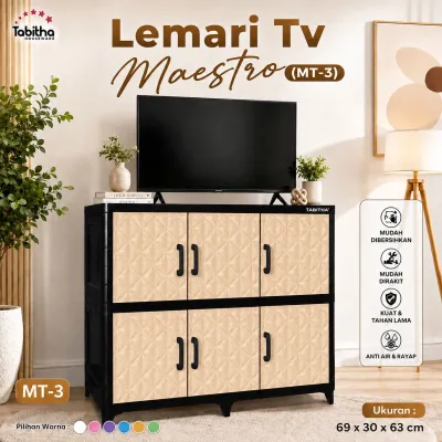 TABITHA Lemari Tv Maestro MT3 Lemari Penyimpanan Serbaguna Lemari Pakaian Plastik Rak Tv