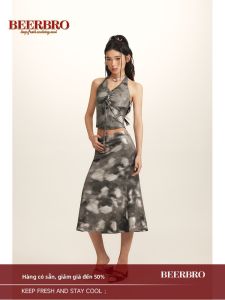 Bộ Đầm Halter Phong Cách Retro Gọn Gàng eo Cao Dài Ngắn
