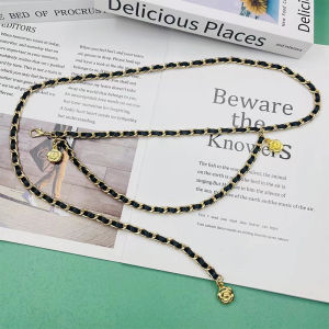 Elegant Metal Chain Waist Belt Womens High-End Sensation Skirt Accessory Retro Tea Rose Patterned Belt Fashionable Waist Chain