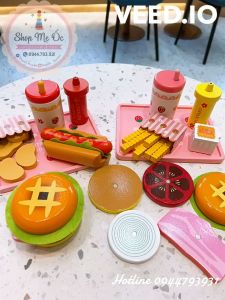 Set Đồ Ăn Nhanh Humberger dính nam châm | Đồ chơi gỗ cho bé