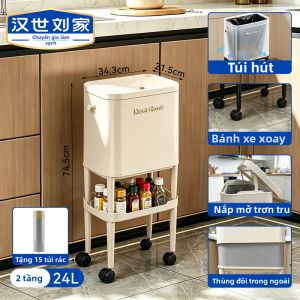 HANSHILIUJIA | Thùng Rác Có Nắp Đạp Chân Cao Cấp Dung Lượng Lớn