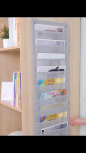 6/9 Grids Hanging Storage Bag Over The Door Office Magazine Organizer Large Fabric Pockets Accessory Storage Hanging Narrow Closet Wall Space-Saving for Classroom Home