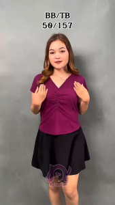 LIZY TOP SERUT DADA LEHER VNECK ATASAN KAOS WANITA FEMINIM GIRL FULL COTTON