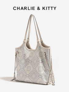 Luxurious Charlie&Kitty Tote Bag 2025 New Style Youth Casual Handbag British Style Geometry Pattern PU Leather Shopping Bag