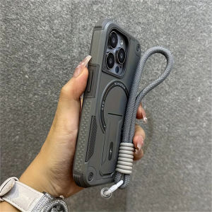 Luxury Kickstand Magnetic With Lanyard Case For iPhone 18 Pro Max 17 16 15 12 13 14 Pro Max 11 Air For Magsafe Shockproof Cover