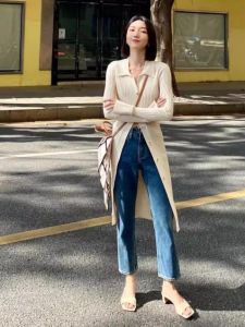 French Elegant Polo Collar Slim Fit Knitted Dress with Bell Sleeves High Waist Single Button mid Length Shirt Dress for Women