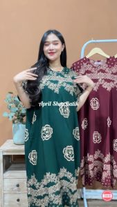 DASTER BIGSIZE LD 140 BUSUI RETSLETING DEPAN MOTIF SAFA KEKINIAN TERBARU DRESS SUPER JUMBO BUMIL