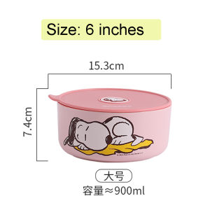 Snoopy | New Cute Cartoon Snoopy Colorful Ceramics Round Preservation Bowl Camping Lunch Box Kitchen Tablewares Lovely Kid Birthday Gift
