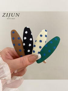 ZIJUN | Vintage Polka Dot Fabric Hair Clip Elliptical Barrette