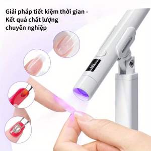 Bộ đèn hơ sơn gel móng tay mini gồm đế dựng chân đèn và đèn hơ mini công suất cao nhanh khô sơn móng tay