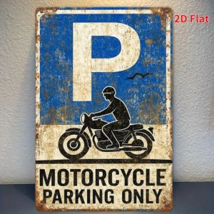 CIFbuy | 2D Flat Metal Tin Sign 7.87x11.81in Vintage Motorcycle Parking Only Wall Decor