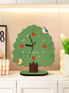 Modern Minimalist Apple Tree Clock Decorative Tabletop Silent Living Room TV Cabinet Home Decorations Artistic Plant Sculpture