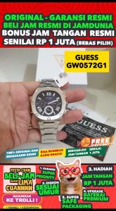GUESS ORIGINAL - GUESS GW0572G1 - MEN CT - Silver - Stainless Steel - Diameter 4.3 CM. Water Resist 50 Meter Jamdunia / Jam dunia JD18  Jam Tangan Pria Jam Tangan Cowok Jam Pria Jam Anti Air  GUESS GW 0572 G1 GUESS GW0572 JAM GUESS 0572