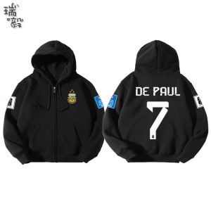 เสื้อฟุตบอลเมสซี่หมายเลข10ทีมชาติอาร์เจนตินาเสื้อคาร์ดิแกนเสื้อสเวตเตอร์ชุดเด็กชายและเด็กหญิงเสื้อคลุมมีฮู้ดสำหรับนักเรียน