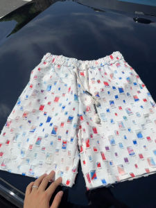 Quần Short Denim Kẻ Caro American Colorful Cho Nam Mùa Hè Thiết Kế Lỗ Rộng Rãi Quần Jeans Thường Ngày Năm Điểm Quần