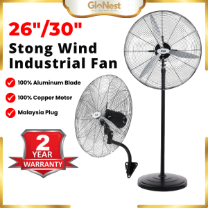 26"/30" Heavy Duty Industrial Fan Electric Floor Fan Wall Fan Stand Fan Cool Power Aluminum Blades 3 High Speed Air Large Strong Wind Fan