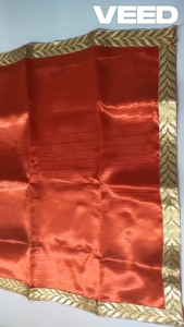 Pooja Aasan Cloth Set Red & Yellow with Gold Border | Silk Finish Mat for Pooja Diwali & Rituals (Pack of 2 Pcs | Size - 20x18 & 19x17 inch)