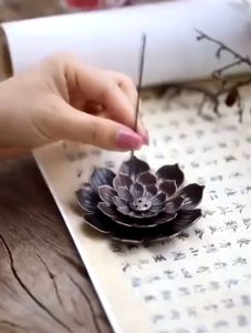 Backflow Incense Burner Stick Incense Holder Home Buddhism Decoration Coil Lotus Censer Bronze AH