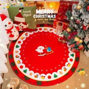 Christmas Carpet Round Carpet Non-slip Round Carpet Christmas Tree Skirt Carpet Computer Swivel Chair Mat Washable Christmas Prints Bedroom Mat Living Room Mat