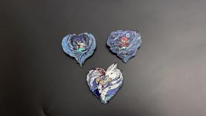 Bandai | Heart Shaped Anime Inspired Enamel Pins Fantasy Movie Character Lapel Brooches Metal Badge Pins for Denim Collectible Gift