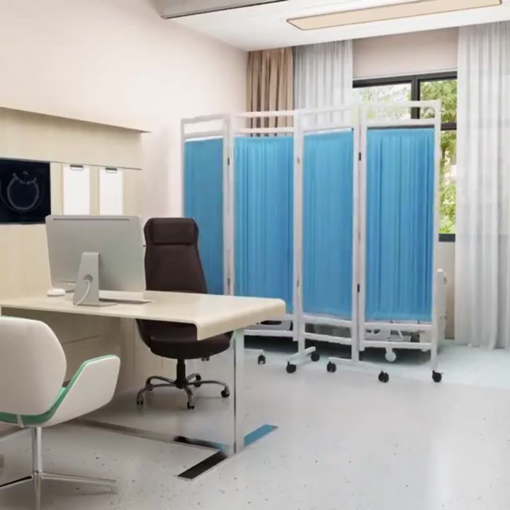 Ready Stock】 Screen Partition Hospital Iron Collapsible Fabric Partitions Tolerant Movable