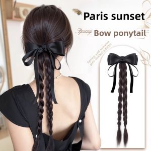 MONLEYTA | Long Twisted Braid Female Wig Realistic Hot Pepper Girl Braided Hair Fake Tail Internet Famous Celebrity Cool Sweet Twist Ponytail