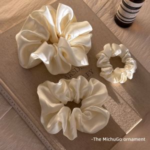 ยางรัดผมผ้าซาตินสไตล์ฝรั่งเศสสำหรับผู้หญิง ยางรัดผมมีสีสันสดใส ยางรัดผมมีความยืดหยุ่นสูง ไม่ทำลายผม ยางรัดผมสีพื้น