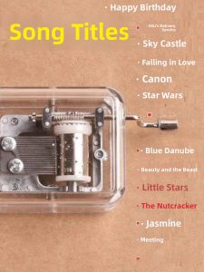 Creative Hand-Cranked Mini Music Box Transparent High-Aesthetic Birthday Song Gift Small Toy Vintage Nostalgic Decorative Item