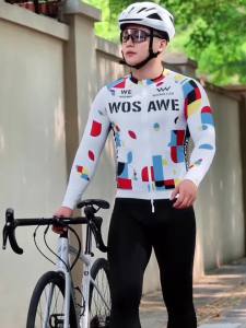 WOSAWE 2026 Men Cycling Jersey Colour Cycling Racing Tops Long Sleeve Bike Jersey Road Cycling Shirts Summer Bicycle Jerseys Mtb