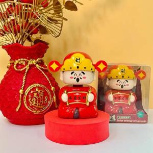 New Solar Powered Swinging Wealth God Figurine Car Office Desktop Decoration Plastic Craft for Friends Colleagues Moving Gift