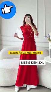 Áo Dài Cổ 2 cm vải Lụa mỹ thêu hoa 3B