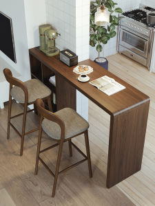 Solid Wood Bar Table High Leg One-Piece Living Room Wall-Nearby Combination Suitable for Small Household Spaces
