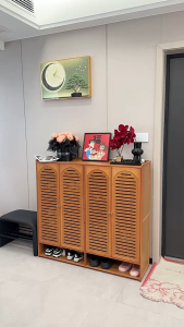 Tủ giày tre chống thấm nước và chống bụi Tủ giày nhiều lớp đơn giản chống bụi cửa tủ giày ký túc xá giá giày tủ giày