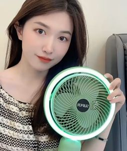 Quạt tích điện mini không chổi than kiêm đèn ngủ chạy êm có điều chỉnh 3 tốc độ