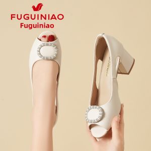 Fuguiniao | Leather Fishmouth Sandals Comfortable for Dresses