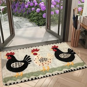 Thảm Chùi Chân Hình Gà Hoạt Hình VIKAMA Thảm Trải Sàn Bằng Vải Polyester Dệt Kim Cho Nhà Bếp Phòng Tắm Trang Trí Theo Phong Cách Hiện Đại