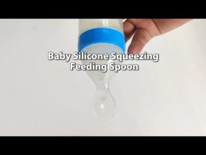 Baby Silicone Squeezing Feeding Spoon Training Scoop Bottle Accessories 90Ml