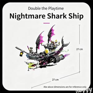 New/1389pcs Fantasy Shark Boat Pink Gray Assembled Collection Decoration Birthday Christmas Gift