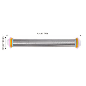 14/17 Inch Adjustable Stainless Steel Rolling Pin with 4 Thickness Removable Rings Dough Roller for Pizza Bakeware Baking Tools