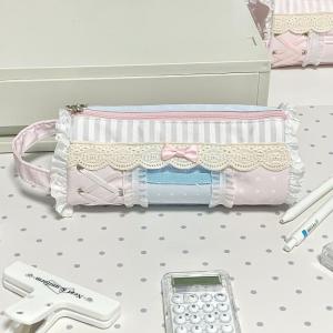 OUHOE | Cute Lace Pencil Case Large Capacity Student Stationery Storage Bag Portable Girls Makeup Organizer Ideal Gift