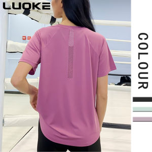 LUOKE Plus Size S-4XL Mesh Sports T-shirts Woman Yoga Short Sleeve Fitness Loose Sports Fitness T-Shirts