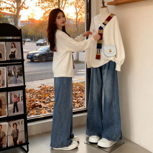 YNY | Large Size Knit Sweater and Wide Leg Pants Outfit Set For Spring and Winter School Look