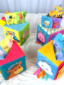Jollybaby Early Learning Soft Toy Baby Pull and Play Tissue Cube 0m+