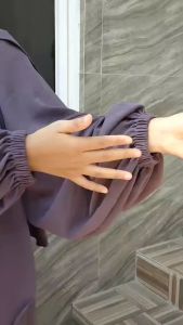 Gamis Ginea Syari Pasmina Oval Set Hijab | Abaya Hammami Oneset Kerudung Set Basic Ginea Plain Umrah