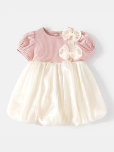 Summer Dress Baby Girls Butterfly Knot Princess Style Mesh Skirt Cute Childrens Clothing Fashionable Toddler Girls Outfit